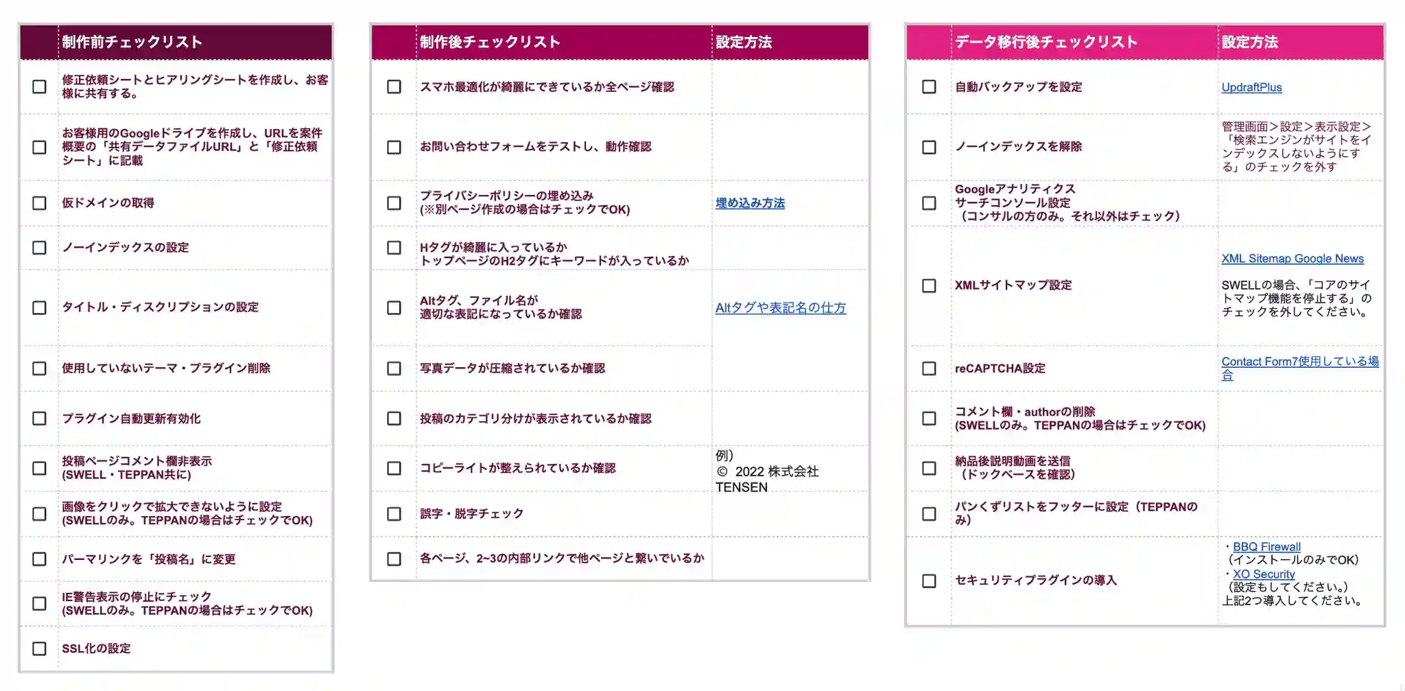 チェックシート